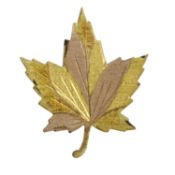 A mid 20th century tri-colour maple leaf brooch