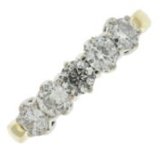 An 18ct gold diamond five-stone ring