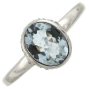 A 9ct gold aquamarine & diamond dress ring