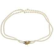A cultured pearl two-row necklace, by Mikimoto