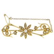 An early 20th century split pearl foliate brooch
