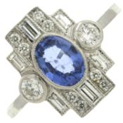 A sapphire & diamond dress ring