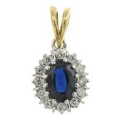 A sapphire & diamond cluster pendant