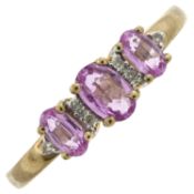 A 9ct gold pink sapphire & diamond dress ring