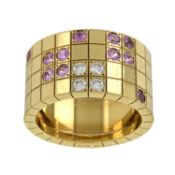 An 18ct gold, diamond and pink sapphire 'Lanières' ring, by Cartier