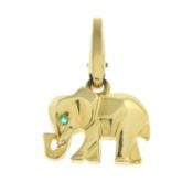 An elephant charm, with emerald eye, by Cartier