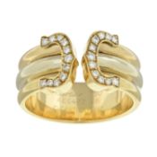 A diamond 'C de Cartier' Double C grooved tricolour ring, by Cartier