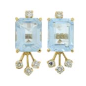 A pair of topaz & diamond earrings