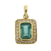 An emerald & diamond pendant