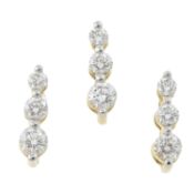 A set of 18ct gold diamond pendant & earrings
