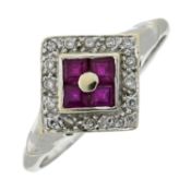An 18ct gold ruby & diamond cluster ring