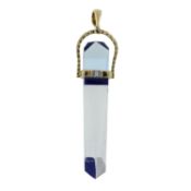 A 9ct gold lapis lazuli, rock crystal, topaz, & diamond pendant