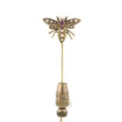 An early 20th century gem-set insect stickpin