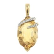 A 9ct gold citrine & diamond pendant