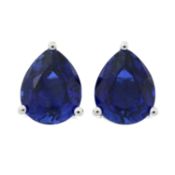 A pair of synthetic sapphire stud earrings
