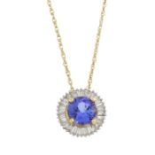 An 18ct gold tanzanite & diamond pendant, with chain
