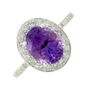 An amethyst & diamond cluster ring