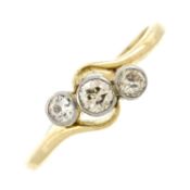 A diamond three-stone ring