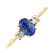 An 18ct gold sapphire & diamond three-stone ring