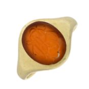 An early 20th century 18ct gold carnelian intaglio signet ring