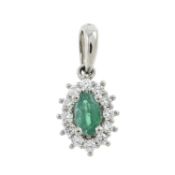 A platinum emerald & diamond cluster pendant