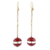 A pair of imitation pearl & vari-hue paste drop earrings