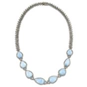 An aquamarine & diamond necklace