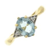 An 18ct gold aquamarine & diamond dress ring