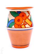 Clarice Cliff - Bobbins - A shape 342 vase circa 1930, hand painted with a band of stylised cotton