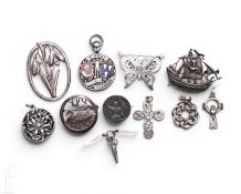 A parcel lot to include two hallmarked silver and enamel fobs, Wirral Football Association and The