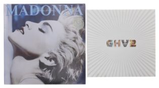 Madonna - GHV2 promo CD (SAM00586); together with True Blue vinyl record (2) *From the Julia & Gered