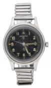 Hamilton 'Mark II' British Military R.A.F. stainless steel pilot's wristwatch, circular black dial