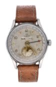 Rare Omega Cosmic triple calendar stainless steel gentleman's wristwatch with moon phase,