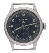 Eterna British Military 'Dirty Dozen' stainless steel gentleman's wristwatch, signed black dial with