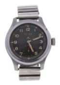 Cyma WWII British Military 'Dirty Dozen' stainless steel gentleman's wristwatch, signed black dial