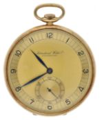 IWC (International Watch Co.) Shaffhausen 14ct lever pocket watch, champagne dial with Arabic