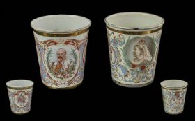 Pair of Bilston Enamel Beakers, Queen Vi