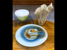 Three Pieces of Art Glass, comprising a