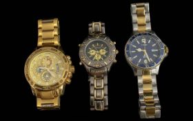 Three Gentlemen's Fashion Wristwatches,