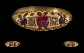 Antique Period Ladies 18ct Gold Ruby and
