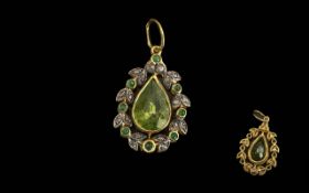 Peridot, Emerald & Diamond Set Pendant,