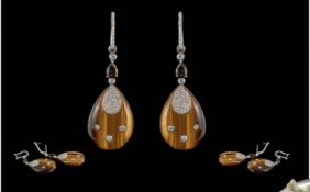 Ladies Excellent Pair of 18ct White Gold
