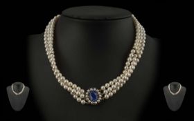 Lotus Royale - 3 Strand Pearl Choker / N