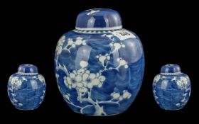 Blue & White Ginger Jar, prunus pattern,