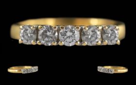 Ladies 18ct Gold 5 Stone Diamond Set Rin
