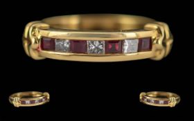 18ct Gold Diamond And Ruby Half Eternity