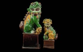 Two Chinese Antique Sancai Pottery 18th