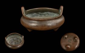 Small Antique Chinese Metal Censor on a