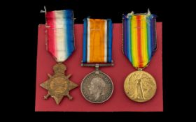 WW1 Group of Three Medals 1914-15 Star British War and Victory Medal awarded to 5347 PTE J