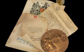 WW1 Death Plaque + Card & Scroll, Named Alfred Reginald Le Gros